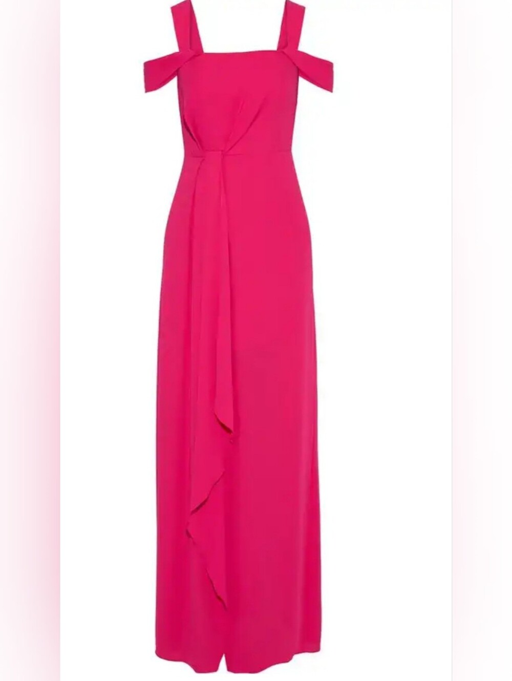 HALSTON Fuchsia Pink Floor-Length Twist Front Gown
